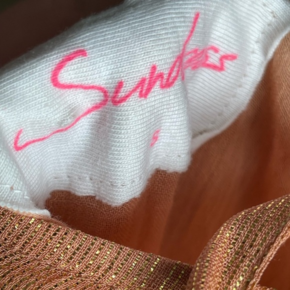 NWT Sundress Sophie Revolve Shiny Metallic Halter Maxi Resort DRESS in SAND Gold - Picture 12 of 14